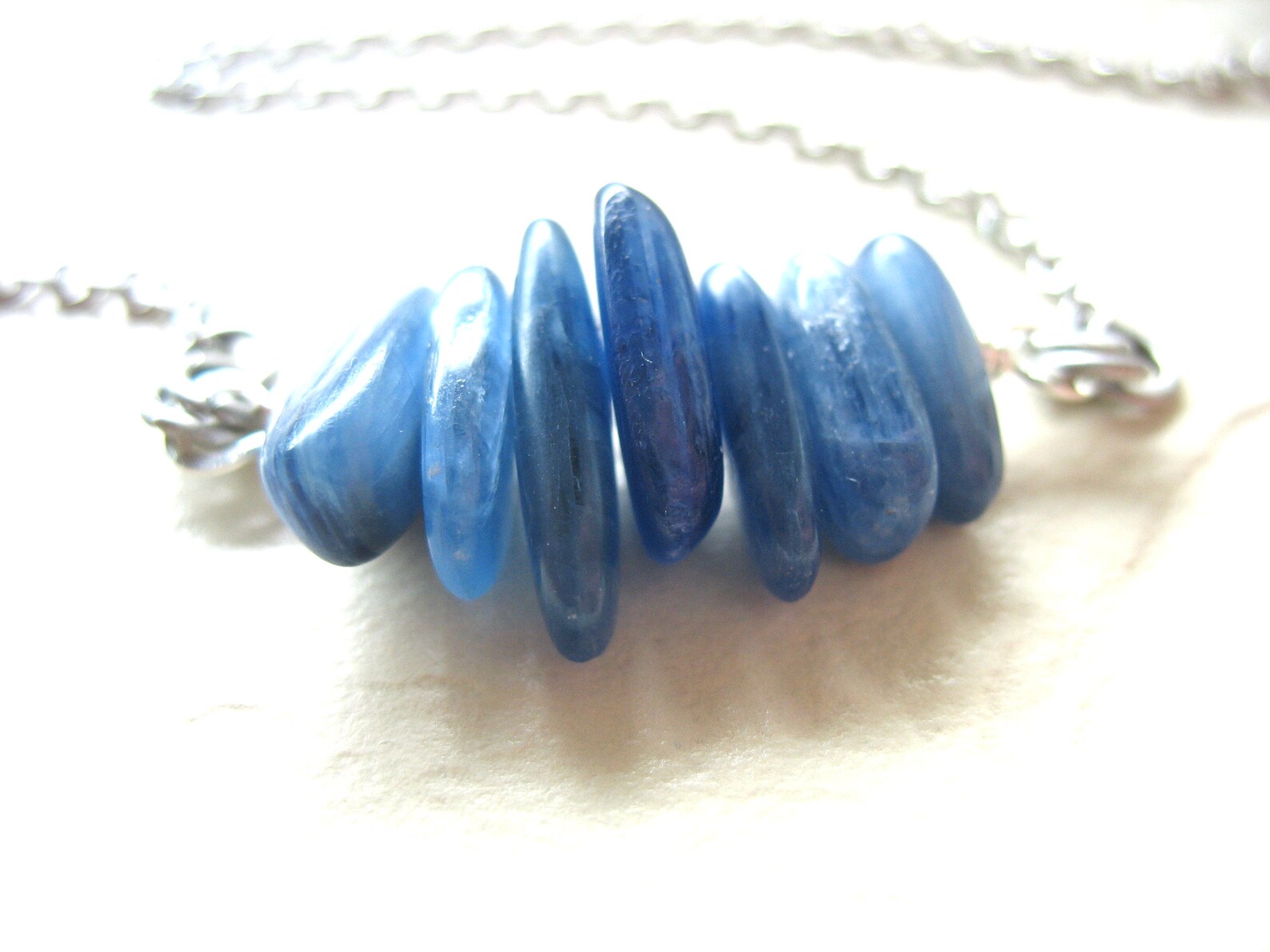 925 Sterling silver chain bracelet with natural kyanite blue gemstones fine jewelry for women main image 0
