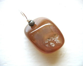 Orange Agate Gemstone Pendant Necklace Jewelry Handmade in USA