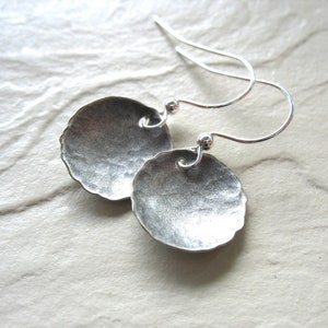 Silver Earrings, Metalwork Earrings, Silver Dome Earrings, Handmade Earrings, Artisan Jewelry, Hammered Silver, Made in USA image 8