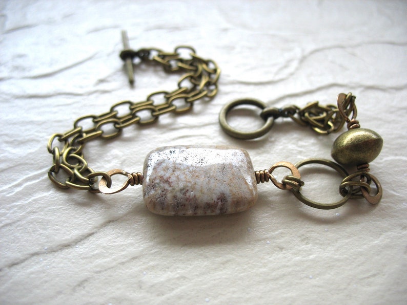 Fossilized Coral Jewelry Fossilized Coral Bracelet Fossilized Coral Stone Handmade Bracelet Fossil Bracelet