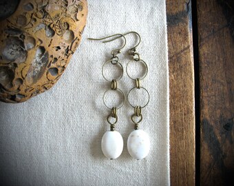 Howlite Gemstone Earrings, Howlite Jewelry, Handmade, Made in the USA