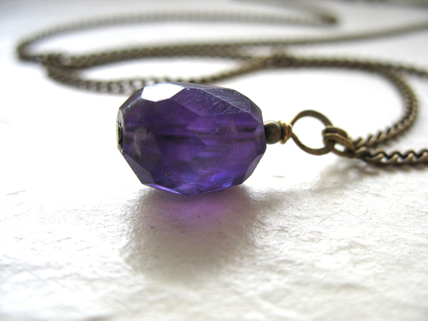 Amethyst Necklace Faceted Amethyst Gemstone Pendant Necklace Etsy
