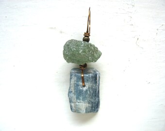 Blue Green Kyanite Gemstone Pendant Necklace Jewelry, Made in USA