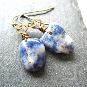 Blue Sodalite Gemstone Earrings Jewelry Handmade in USA