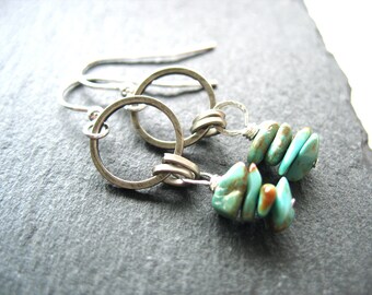 Turquoise Gemstone Hoop Earrings