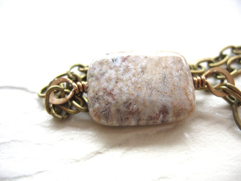 Fossilized Coral Jewelry Fossilized Coral Bracelet Fossilized Coral Stone Handmade Bracelet Fossil Bracelet