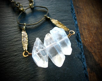 Quartz Crystal Point Gemstone Pendant Necklace Jewelry, Made in USA