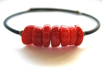 Red Coral Bracelet, Stone Cuff Bracelet , Red Coral Handmade Stone Bracelet, Red Coral Bracelet, Coral Jewelry