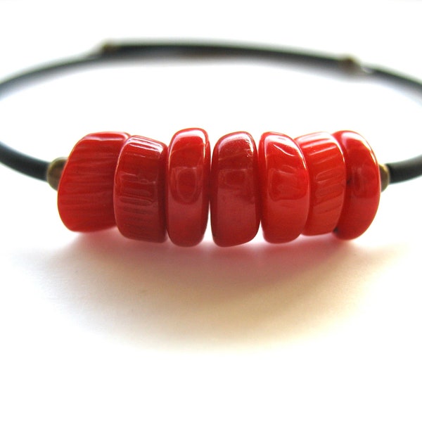 Red Coral Bracelet, Stone Cuff Bracelet , Red Coral Handmade Stone Bracelet, Red Coral Bracelet, Coral Jewelry