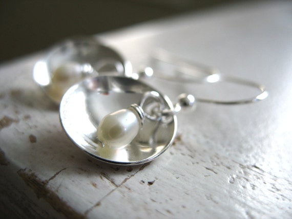 Pearl Earrings Handmade Pearl Earrings Pearl Dome Bright - Etsy