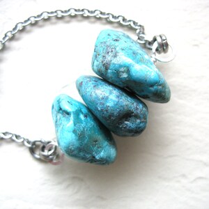 Turquoise Gemstone Statement Chain Necklace Jewelry Handmade in USA