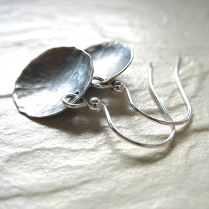 Silver Earrings, Metalwork Earrings, Silver Dome Earrings, Handmade Earrings, Artisan Jewelry, Hammered Silver, Made in USA image 5