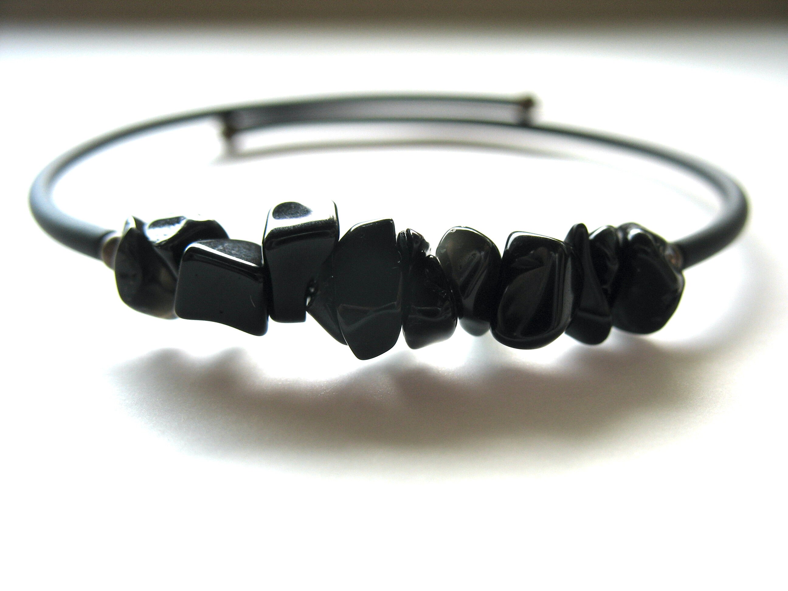 Black Obsidian, Black Obsidian Bracelet, Black Obsidian Jewelry, Obsi…