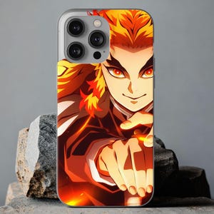 Rengoku Anime phone case Demon Slayer Custom phone case iphone 16 15 plus pro Max 14 13 mini 11 12 XS XR 8 slim 7 Samsung Galaxy