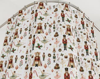 Nutcracker Shower Curtain, Christmas Bathroom Decor, Ballerina Holiday Curtain, Vintage Nutcracker Pattern, Festive Bath Decor
