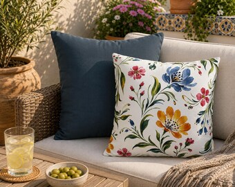 Wildflower Pillow Cover, Double Sided Throw Pillowcase, Botanical Floral Cushion, Cottage Garden Home Decor Accent