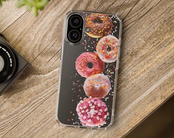ドーナツ型クリアスマホケース iPhone 16 15 14 Plus Pro Max 13 Mini 11 12 Samsung S21 S22 S23 S24 Galaxy Plus Ultra ギフトスマホケース