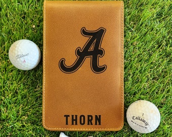 Golf Scorecard and Yardage Book Holder Personalized Custom Golf Gift Genuine Premium Leather Engraved Golf Gift for dad Golf Gift for him