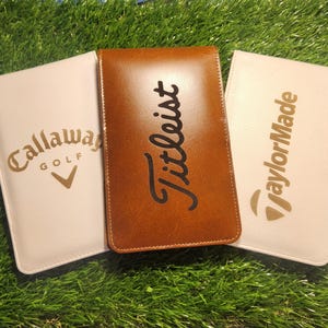 Porta segnapunti da golf personalizzato e copertina per registro di yardage, regalo da golf personalizzato, regalo da golf in pelle premium per lui, regalo da golf personalizzato per papà inciso