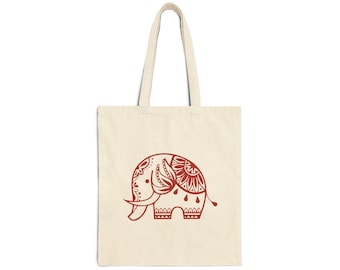 Borsa tote con elefante tribale / Borsa tote in tela con mandala boho