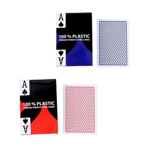Cartes à jouer au poker en plastique au fini mat, idéales pour le bridge, les soirées poker, les événements au casino et les réunions de famille - Double jeu de cartes (rouge et bleu)