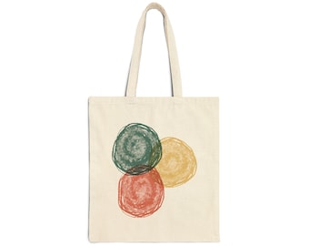 Borsa tote con cerchi astratti ad acquerello / Borsa in tela minimalista in stile boho