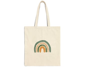 Borsa tote in tela color arcobaleno con tonalità della terra