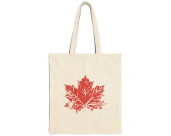 Red Maple Leaf Tote Bag | Canadian Autumn Leaf Canvas Tote