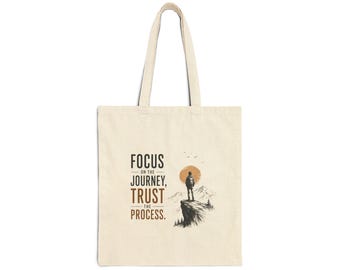 Concentrati sul percorso, fidati del processo. Borsa tote / Borsa tote in tela con citazione motivazionale.