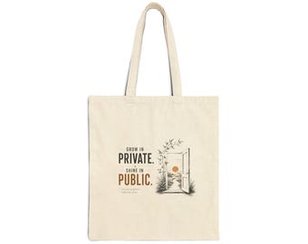 Borsa tote "Cresci in privato, fiorisci in pubblico" / Illustrazione floreale per porta