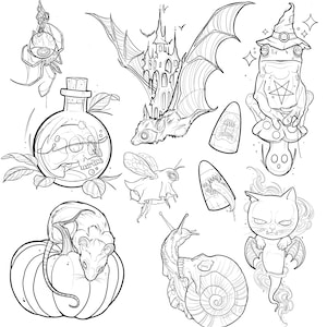 7 High-quality Tattoo Flash Designs - Stencil Ready Digital