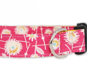 Blumen Hundehalsband - Kylie Hundehalsband - Rosa Hundehalsband - Florales Hundehalsband - Daisy Hundehalsband - Mädchen Hundehalsband - rosa und gelb