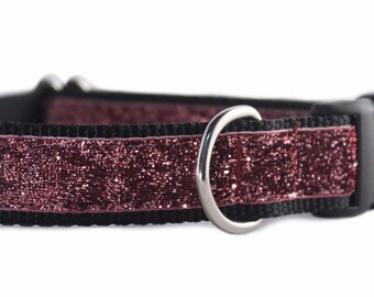 Pink glitter dog collar - Bling Dog Collar - Dusty rose Glitter Dog Collar  - sparkly dog collar - girl dog collar - fancy dog collar