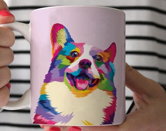 Colorful Corgi Coffee Mug,  double-sided mug for Corgi Lovers