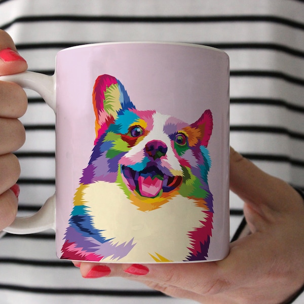 Colorful Corgi Coffee Mug,  double-sided mug for Corgi Lovers