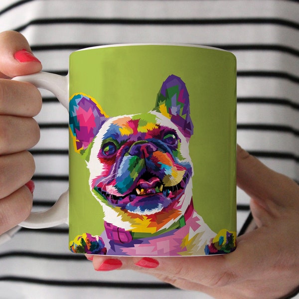 Colorato francese Bulldog Coffee Mug, tazza a doppio lato per francesi Bulldog Lovers