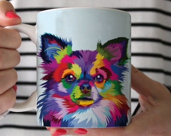 Colorful Papillon Coffee Mug,  double-sided mug for Papillon Lovers