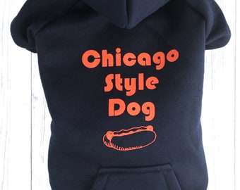 Chicago Style Dog Hoodie - Chicago Dog Lover Gift - Chicago Hot Dog Shirt - Dog Sweatshirt - Dog Clothes - Navy Dog Shirt - Cute dog hoodie