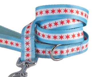 Chicago Flag Dog Leash - Soft Handle, City Pride
