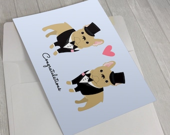 Wedding Card - Wedding French Bulldogs Greeting Card - 2 Grooms Wedding Card - French Bulldog lover card - Gay Wedding Card - Gay Marriage