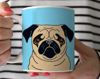 Pug Coffee Mug - Fawn Pug Ceramic Mug  - Pug Mug - Dog Mug - Gift for Coffee Lovers - Pug Lover Gift - Pug Crazy Mug - Pug Gift