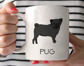 Pug Coffee Mug - Black Pug Ceramic Mug  - Pug Mug - Dog Mug - Gift for Coffee Lovers - Pug Lover Gift - Pug Crazy Mug - Pug Gift