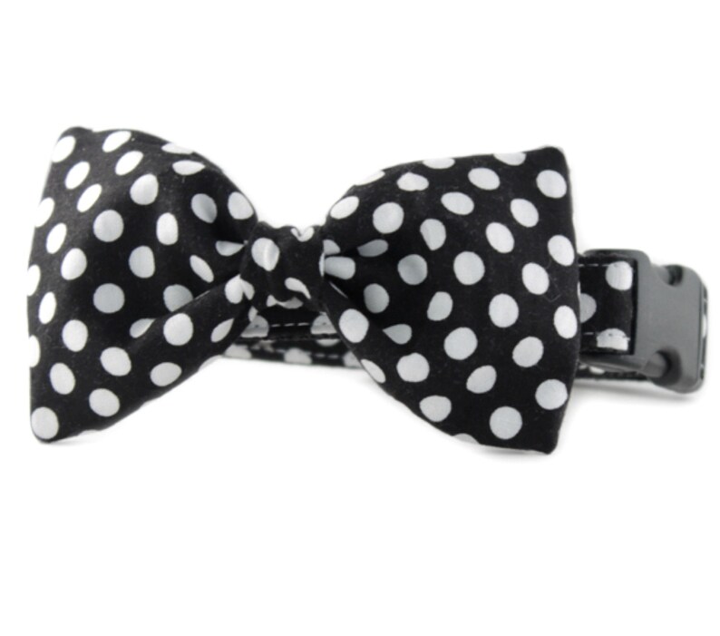 Black Bow Tie Dog Collar Black and White Polka Dot Bow Tie - Etsy