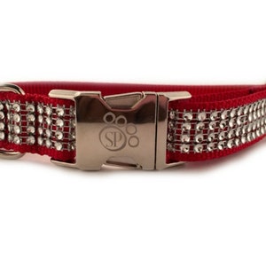 Bling Dog Collar - Crimson Bling Dog Collar - Red Bling Dog Collar - Adjustable Dog Collar