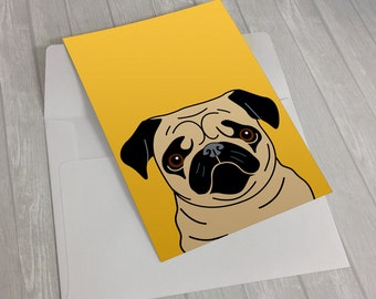 Pug Greeting Card (5X7 Inches And Blank Inside For All Occasions...