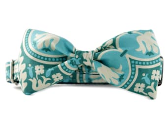 Green Bow Tie Dog Collar - Green- Teal and White Bow Tie Dog Collar - Green Trellis Bow Tie Dog Collar - Teal Bow Tie Dog Collar