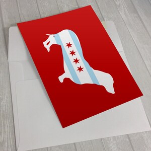 Wenskaart - Chicago Flag Teckel Wenskaart - Chicago Flag Greeting Card - hond notecard - wiener hond notecard - Doxie wenskaart