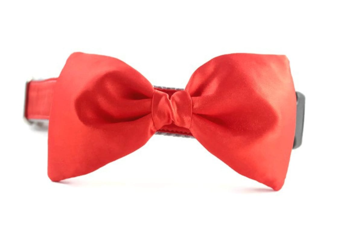 Red Bow Tie Dog Collar Dog Bow Tie Collar Wedding Attire Etsy