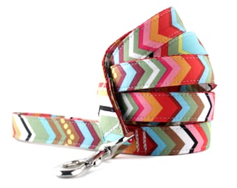 Chevron Dog Leash - Rainbow Chevron Dog Leash - Multi-Colored Chevron Dot Leash - Dog Lead -  Colorful Dog Leash - Rainbow Dog Lead