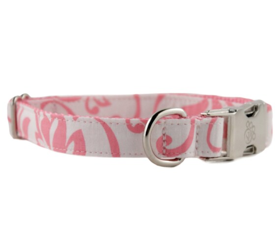 Pink and White Valentine Dog Collar 